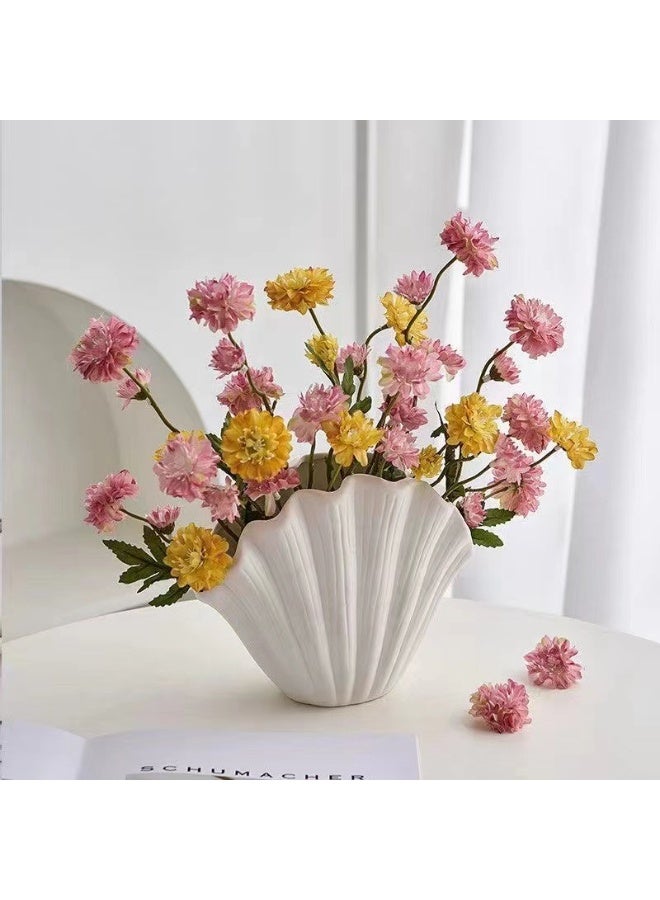 【Modern Minimalist Creative Vase】Shell Shape White Vase Desktop Decor | Living Room Flower Arrangement Premium Decor | TV Cabinet Entryway Art Ornament | Creative Elegant Home Decoration | Modern Style Floral Container | Space Upgrade Art Piece - Image 3